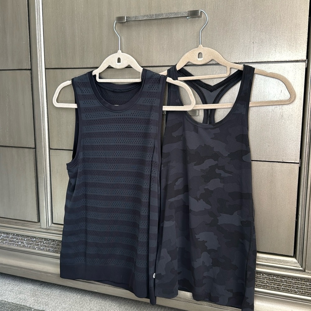 2 lululemon tank tops. Black and grey size 4